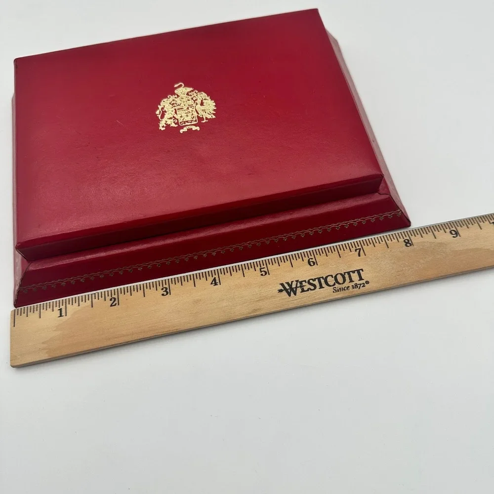 Vintage Majorica Red Jewelry Display Box Presentation Case Spain Crest